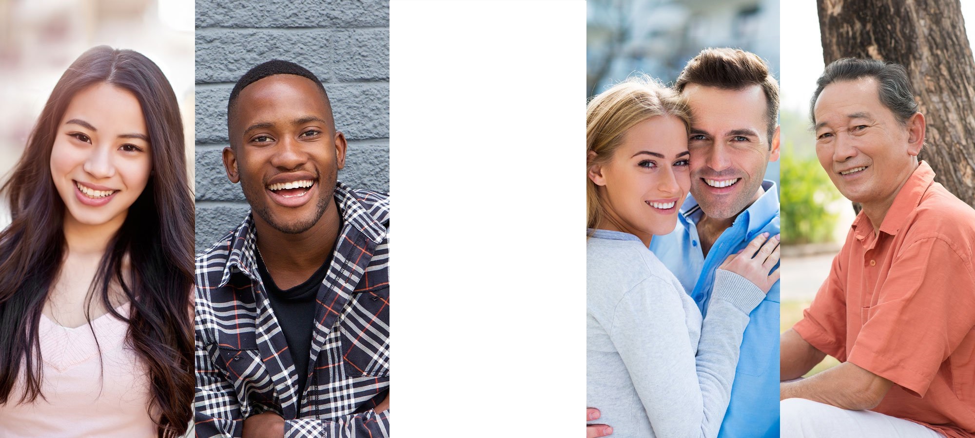 smiling people of many ages and ethnicities...