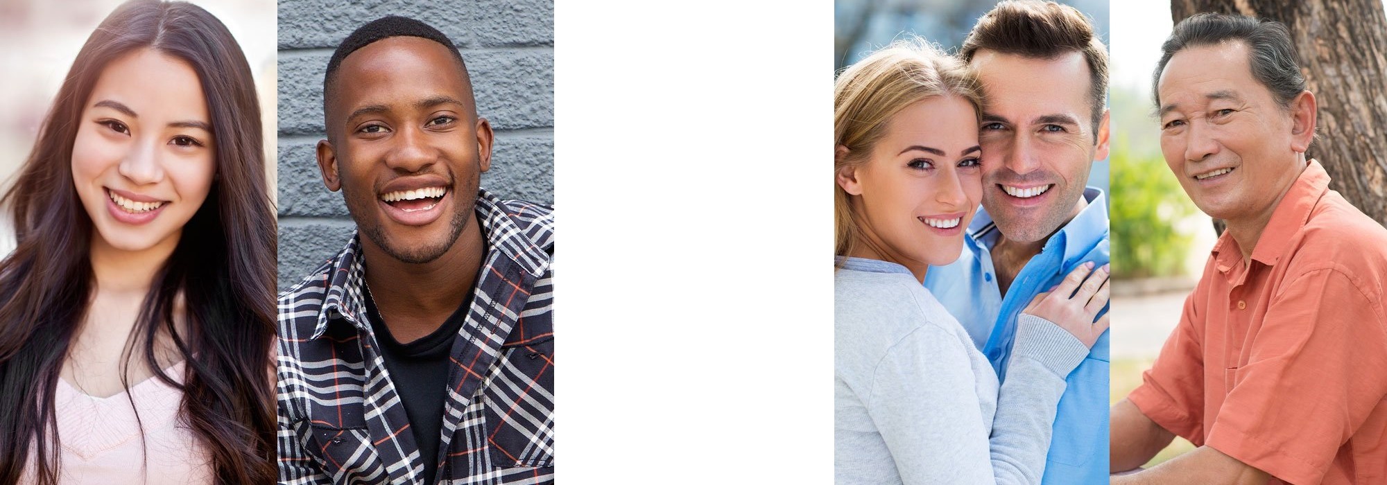 smiling people of many ages and ethnicities...
